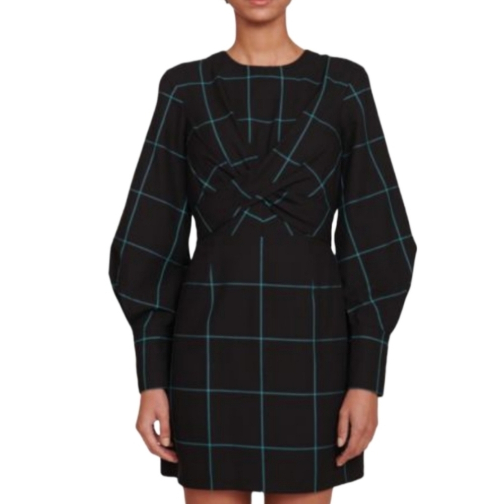 STAUD Black and Blue Checkered Dress - Picture 2 of 10